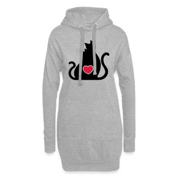 Katzen Liebe Verliebte / Cats in love / - Hoodie-Kleid - Grau meliert - Vorne