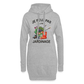 Je Peux Pas J'ai Jardinage - Sweat-shirt à capuche long Femme - gris chiné - Devant