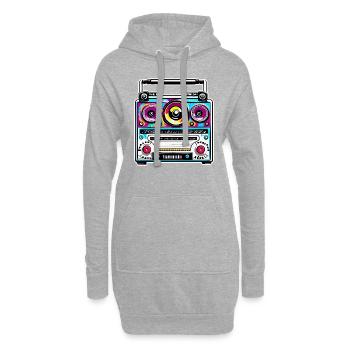 Radio / Analogique / Musique / Fréquence / Haut-parleurs - Sweat-shirt à capuche long Femme - gris chiné - Devant