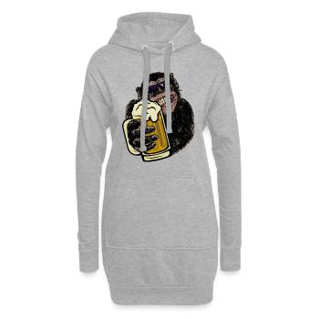 Affe mit Bier Biertrinkershirt Geschenk - Hoodie-Kleid - Grau meliert - Vorne