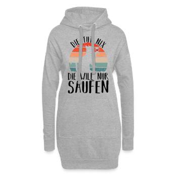 Saufen katze Wein Alkohol Party - Hoodie-Kleid - Grau meliert - Vorne