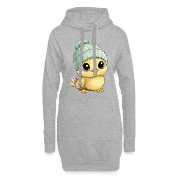poulet mignon bébé enfants animal poussin dessin animé - Sweat-shirt à capuche long Femme - gris chiné - Devant