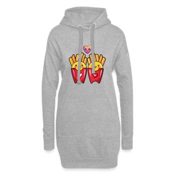 Pommes Paar Liebe Herz Lustig - Hoodie-Kleid - Grau meliert - Vorne