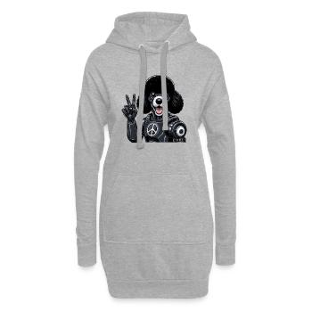 Cyborg Pudel mit Friedenszeichen Roboter Design - Hoodie-Kleid - Grau meliert - Vorne