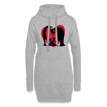 Penguin Family / Pinguin Familie - Hoodie-Kleid - Grau meliert - Vorne