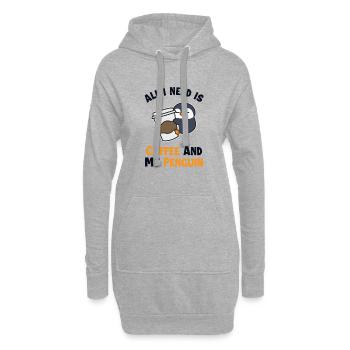 Le café et mon pingouin Le pingouin royal Le - Sweat-shirt à capuche long Femme - gris chiné - Devant