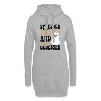 Stressed Blessed And Alpaca Obsessed Huacaya Lama - Hoodie-Kleid - Grau meliert - Vorne