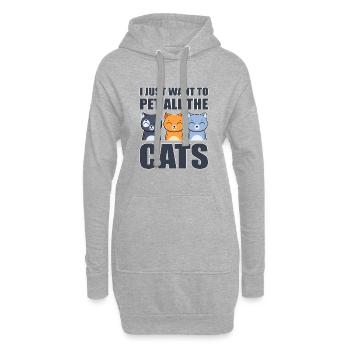 I Just Want To Pet All The Cats Miezekatze - Hoodie-Kleid - Grau meliert - Vorne