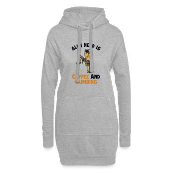 Coffee and Climbing Alpinklettern Sportklettern - Hoodie-Kleid - Grau meliert - Vorne
