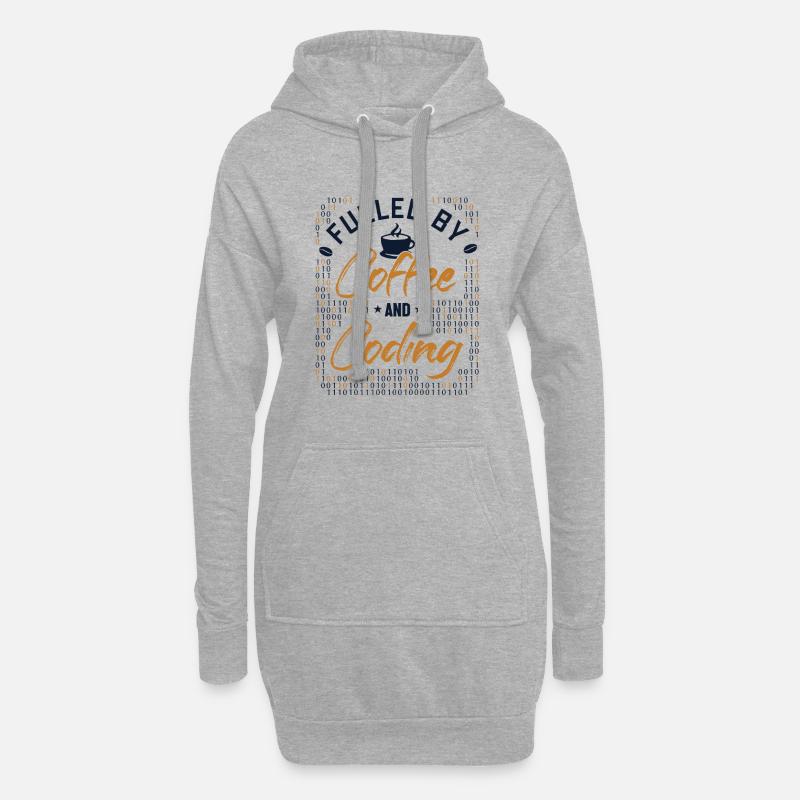 Fueled by Coffee and Coding Developer Coder - Hoodie-Kleid - Grau meliert