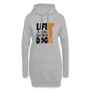 Life is Better with a Dog Wauwau Mâle Quadrupède - Sweat-shirt à capuche long Femme - gris chiné - Devant