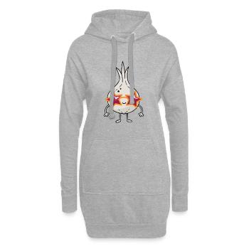 Coole Zwiebel mit Sonnenbrille - Hoodie-Kleid - Grau meliert - Vorne