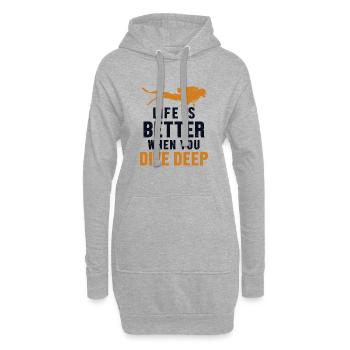 Life Is Better When You Dive Deep Taucherbrille - Hoodie-Kleid - Grau meliert - Vorne