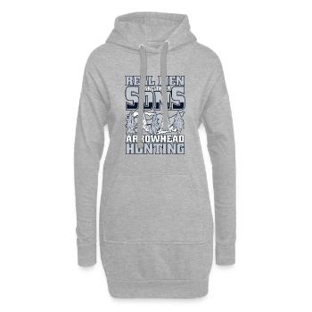 De vrais hommes prennent leurs fils en train de ramasser des pointes de flèches - Sweat-shirt à capuche long Femme - gris chiné - Devant