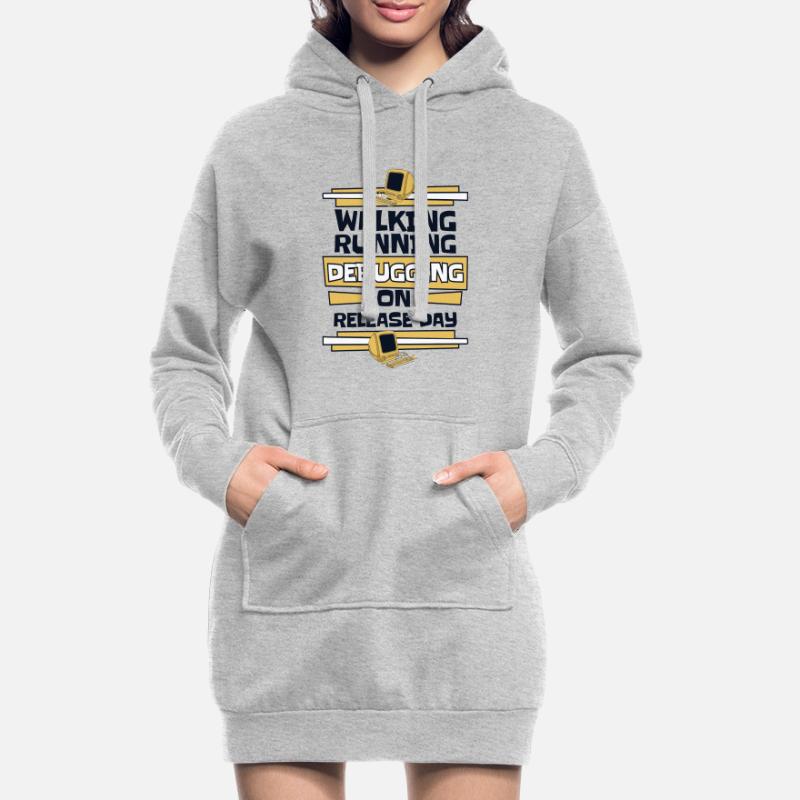 Walking Running Debugging Release Day Coder Hoodie-Kleid