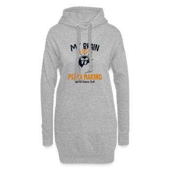 My Brain is 95% Pizza Making Pizza Pizzablech - Hoodie-Kleid - Grau meliert - Vorne