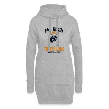 My Brain is 95% Triathlons Triathlet Training - Hoodie-Kleid - Grau meliert - Vorne