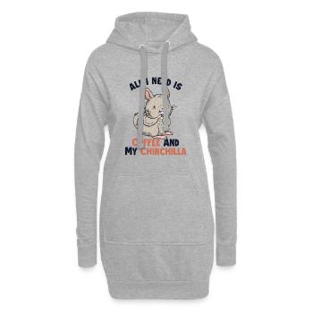Le café et mon Chinchilla Longtail Longhair - Sweat-shirt à capuche long Femme - gris chiné - Devant