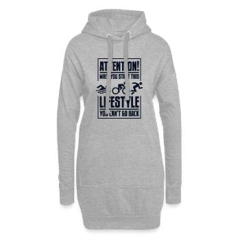 Attention When You Start This Lifestyle Triathlet - Hoodie-Kleid - Grau meliert - Vorne