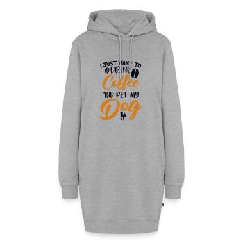 Drink Coffee and Pet my Dog Vierbeiner Wauwau - Hoodie-Kleid - Grau meliert - Vorne
