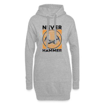 Never Underestimate Old Man With His Hammer - Hoodie-Kleid - Grau meliert - Vorne