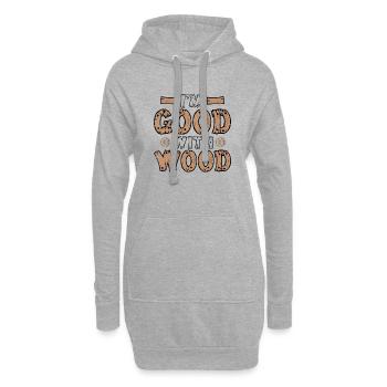 Je suis bon avec le menuisier bois technicien en bois - Sweat-shirt à capuche long Femme - gris chiné - Devant