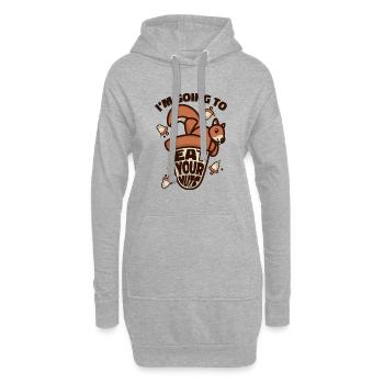 Eat Your Nuts Grauhörnchen Squirrel Eichhörnchen - Hoodie-Kleid - Grau meliert - Vorne