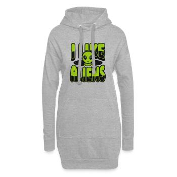 J’aime les extraterrestres Ufo Conspiracy Außerirdischer Alien - Sweat-shirt à capuche long Femme - gris chiné - Devant