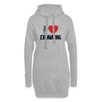 I love Excavating Raupenbagger Excavator - Hoodie-Kleid - Grau meliert - Vorne