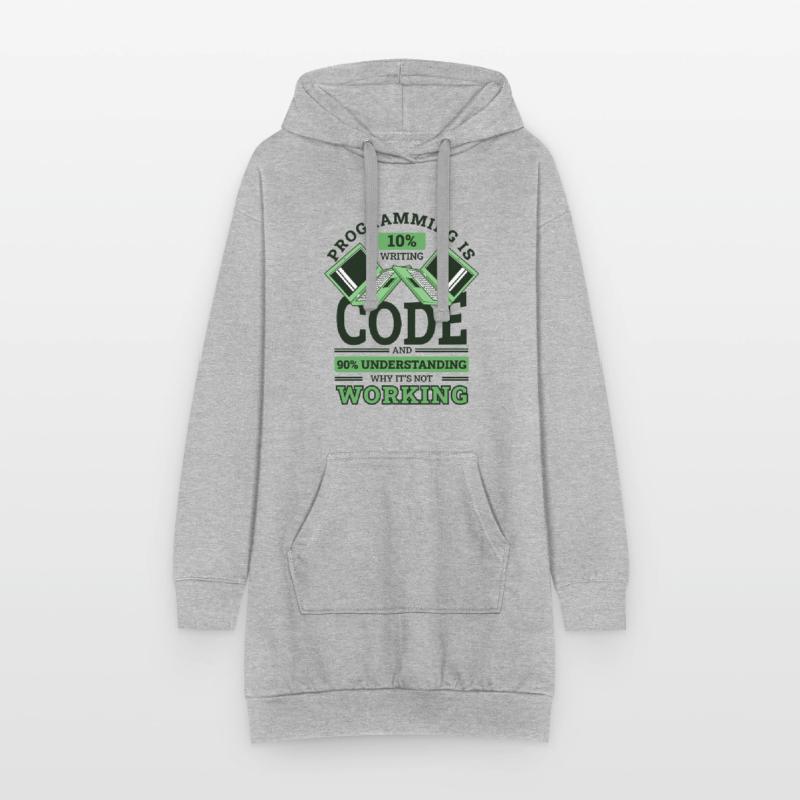 Programmation 10 % Écriture 90 % Ne fonctionne pas Codeur Sweat-shirt à capuche long Femme