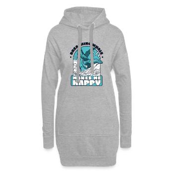 Durchbrechender Wal macht mich glücklich Blauer Belugawal - Hoodie-Kleid - Grau meliert - Vorne