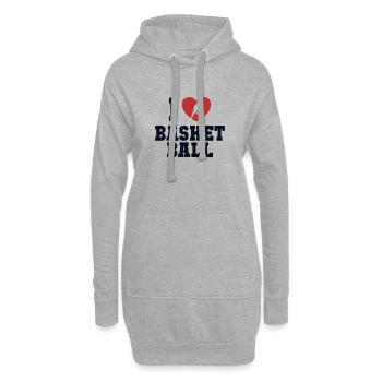 I love Basketball Basketballer Basketballkorb - Hoodie-Kleid - Grau meliert - Vorne