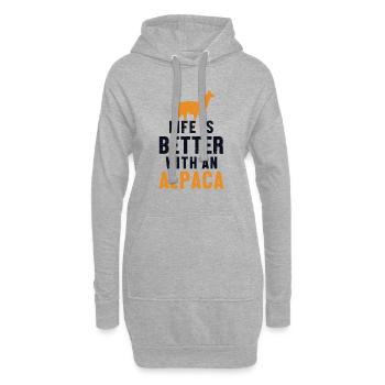 La vie est plus belle avec un alpaga Lama Huacaya Pako - Sweat-shirt à capuche long Femme - gris chiné - Devant