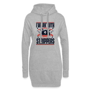 Je travaille avec des décapants, des électroniciens, des électriciens - Sweat-shirt à capuche long Femme - gris chiné - Devant