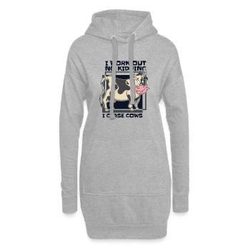 Je m’entraîne sans blague, je chasse les vaches, agriculteur biologique, agriculteur - Sweat-shirt à capuche long Femme - gris chiné - Devant