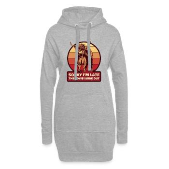Je suis en retard Les vaches étaient dehors Highland Vache Highland - Sweat-shirt à capuche long Femme - gris chiné - Devant