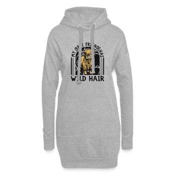 Mon meilleur ami a une vache Highland aux cheveux sauvages - Sweat-shirt à capuche long Femme - gris chiné - Devant