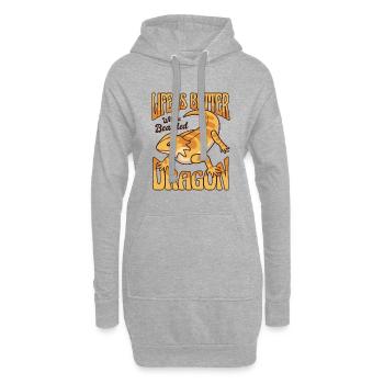La vie est plus belle avec un dragon barbu Pogona - Sweat-shirt à capuche long Femme - gris chiné - Devant