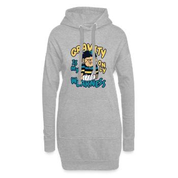 Die Schwerkraft ist meine einzige Schwäche, gebrochener Fingerknochen - Hoodie-Kleid - Grau meliert - Vorne