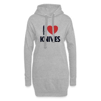 Ich liebe Messer Metzgermesser Restaurierungsmesser - Hoodie-Kleid - Grau meliert - Vorne