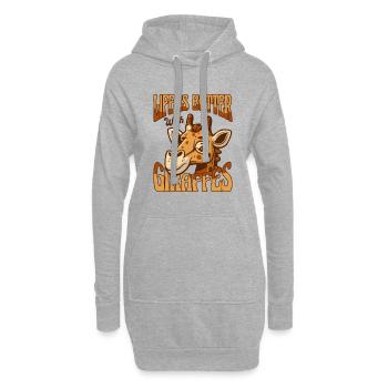 La vie est meilleure avec les girafes nubiennes africaines - Sweat-shirt à capuche long Femme - gris chiné - Devant