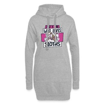 Fille Qui Aime Les Paresseux Pilosa Folivora - Sweat-shirt à capuche long Femme - gris chiné - Devant