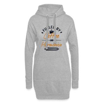 Alimenté par le café et l’harmonica Mouth Harp - Sweat-shirt à capuche long Femme - gris chiné - Devant
