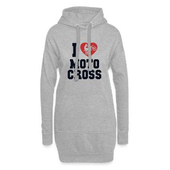 J’adore la moto de course de motocross Supermoto - Sweat-shirt à capuche long Femme - gris chiné - Devant