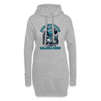 Vergiss Spielzeug, ich will einfach nur Motorradrennen fahren - Hoodie-Kleid - Grau meliert - Vorne