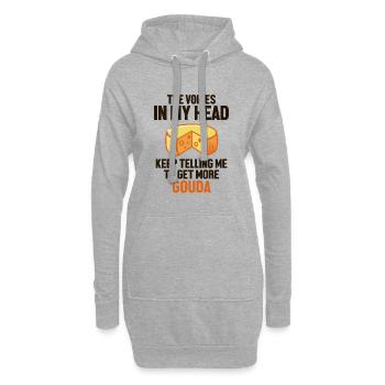 Les voix dans ma tête n’arrêtent pas de me dire Queso Gouda - Sweat-shirt à capuche long Femme - gris chiné - Devant