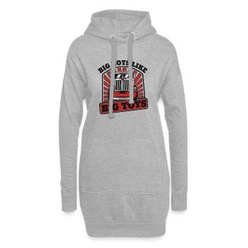 Große Jungs mögen großes Spielzeug Trucker Truckie Legends - Hoodie-Kleid - Grau meliert - Vorne