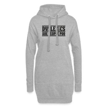 Les dyslexiques sont : caca de poitrine, dyslexie, apraxie - Sweat-shirt à capuche long Femme - gris chiné - Devant