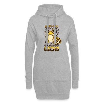 J’ai des projets avec mon gecko léopard Gekkota - Sweat-shirt à capuche long Femme - gris chiné - Devant