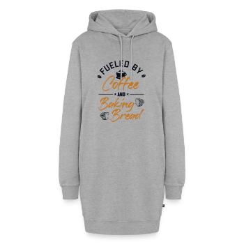 Angetrieben von Kaffee und Brotbacken Brotteig - Hoodie-Kleid - Grau meliert - Vorne